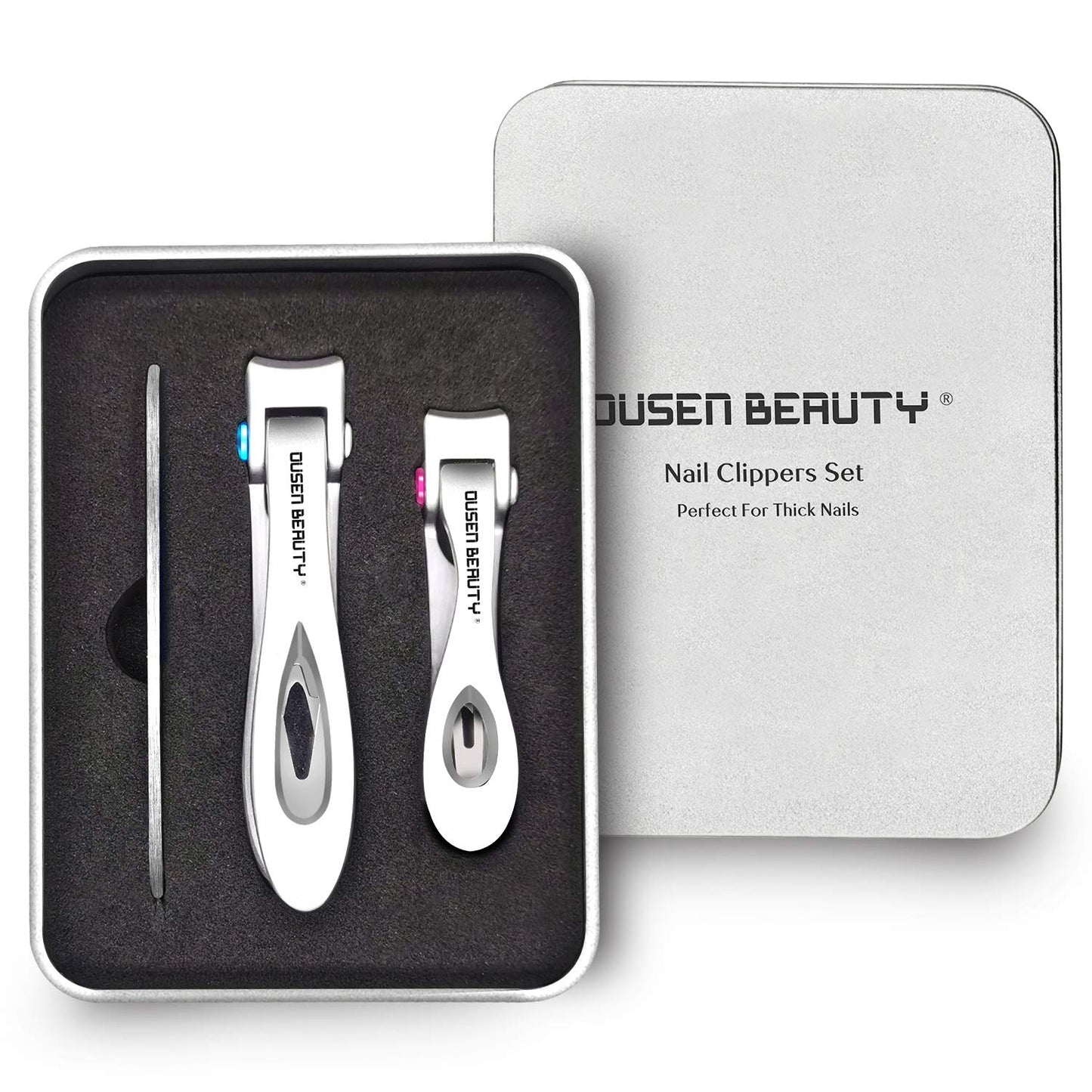 Nail Clippers for Thick Nails, Extra Wide Jaw Opening Nail Cutter for Hard Toenail, Stainless Steel Fingernail Big Toenail Trimmer with Nail File 3 Pcs Set for Large Toe Nail Seniors & Men & Women