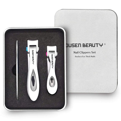 Nail Clippers for Thick Nails, Extra Wide Jaw Opening Nail Cutter for Hard Toenail, Stainless Steel Fingernail Big Toenail Trimmer with Nail File 3 Pcs Set for Large Toe Nail Seniors & Men & Women