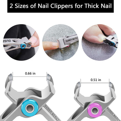 Nail Clippers for Thick Nails, Extra Wide Jaw Opening Nail Cutter for Hard Toenail, Stainless Steel Fingernail Big Toenail Trimmer with Nail File 3 Pcs Set for Large Toe Nail Seniors & Men & Women