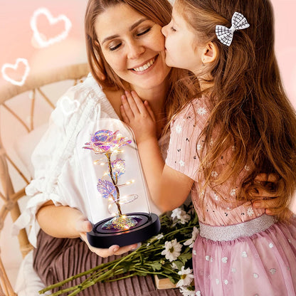 Birthday Gifts for Women,Christmas Flowers Gifts for Her,Women,Mom,Wife,Grandma,Light up Rose in Glass Dome,Colorful Rainbow Flowers for Christmas,Anniversary,Valentines,Birthday