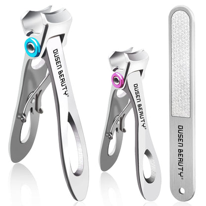Nail Clippers for Thick Nails, Extra Wide Jaw Opening Nail Cutter for Hard Toenail, Stainless Steel Fingernail Big Toenail Trimmer with Nail File 3 Pcs Set for Large Toe Nail Seniors & Men & Women