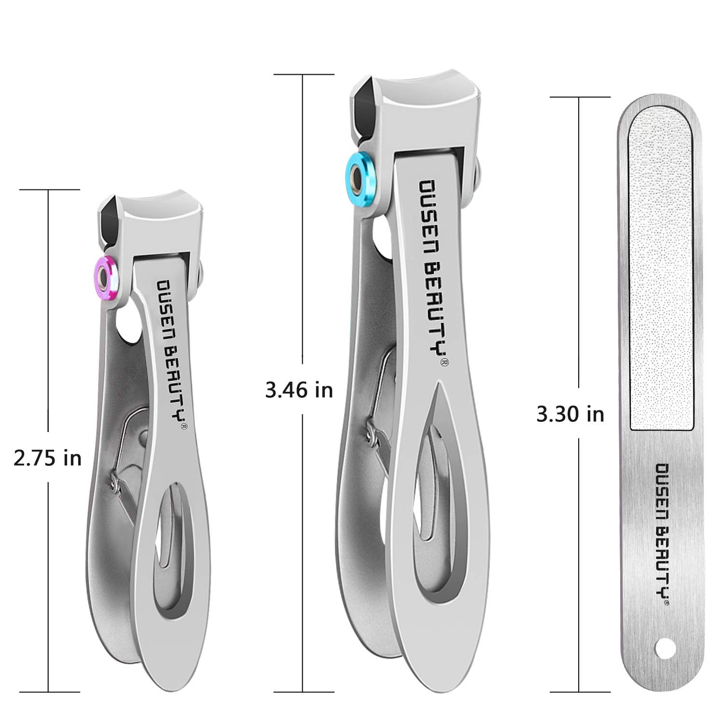 Nail Clippers for Thick Nails, Extra Wide Jaw Opening Nail Cutter for Hard Toenail, Stainless Steel Fingernail Big Toenail Trimmer with Nail File 3 Pcs Set for Large Toe Nail Seniors & Men & Women