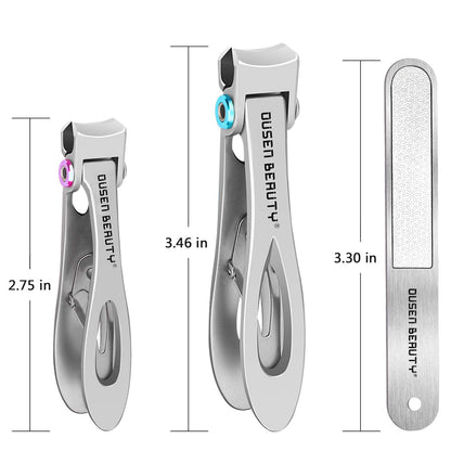 Nail Clippers for Thick Nails, Extra Wide Jaw Opening Nail Cutter for Hard Toenail, Stainless Steel Fingernail Big Toenail Trimmer with Nail File 3 Pcs Set for Large Toe Nail Seniors & Men & Women